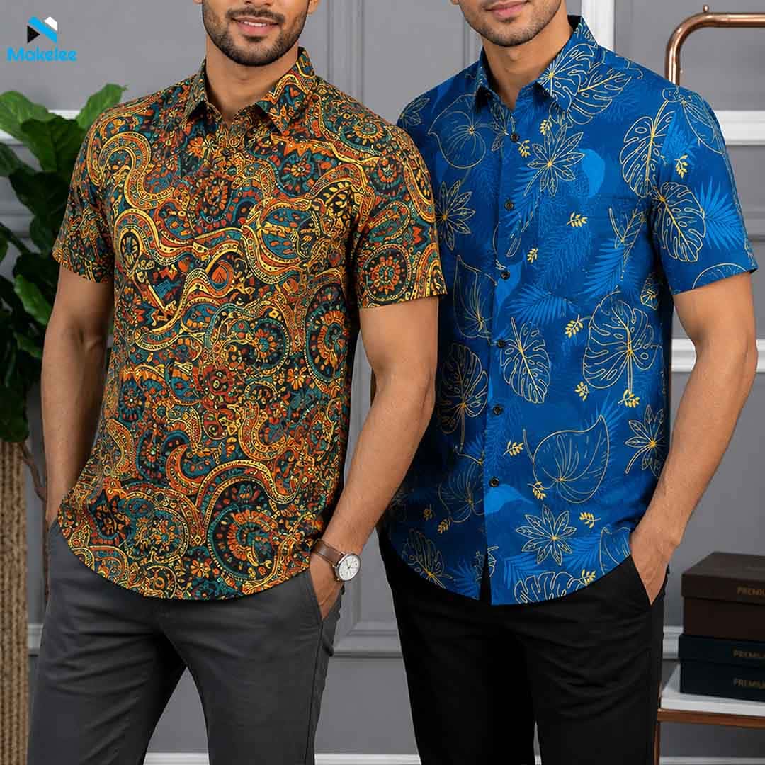 Attractive Premium 2-Piece Microfiber Shirt Combo - Multicolor & Petrol Blue