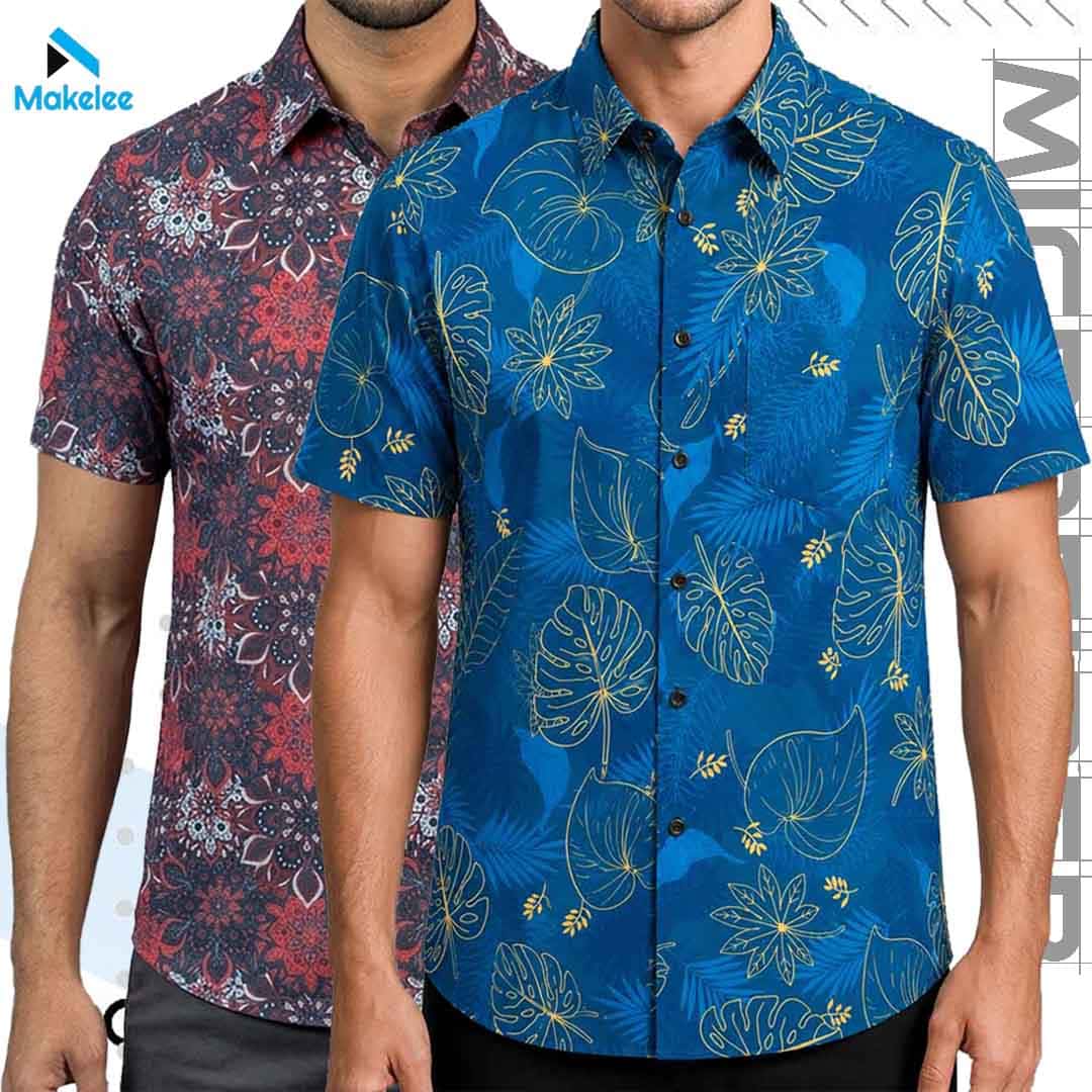 Premium 2-Piece Microfiber Shirt Combo - Navy_Maroon & Pactol Blue