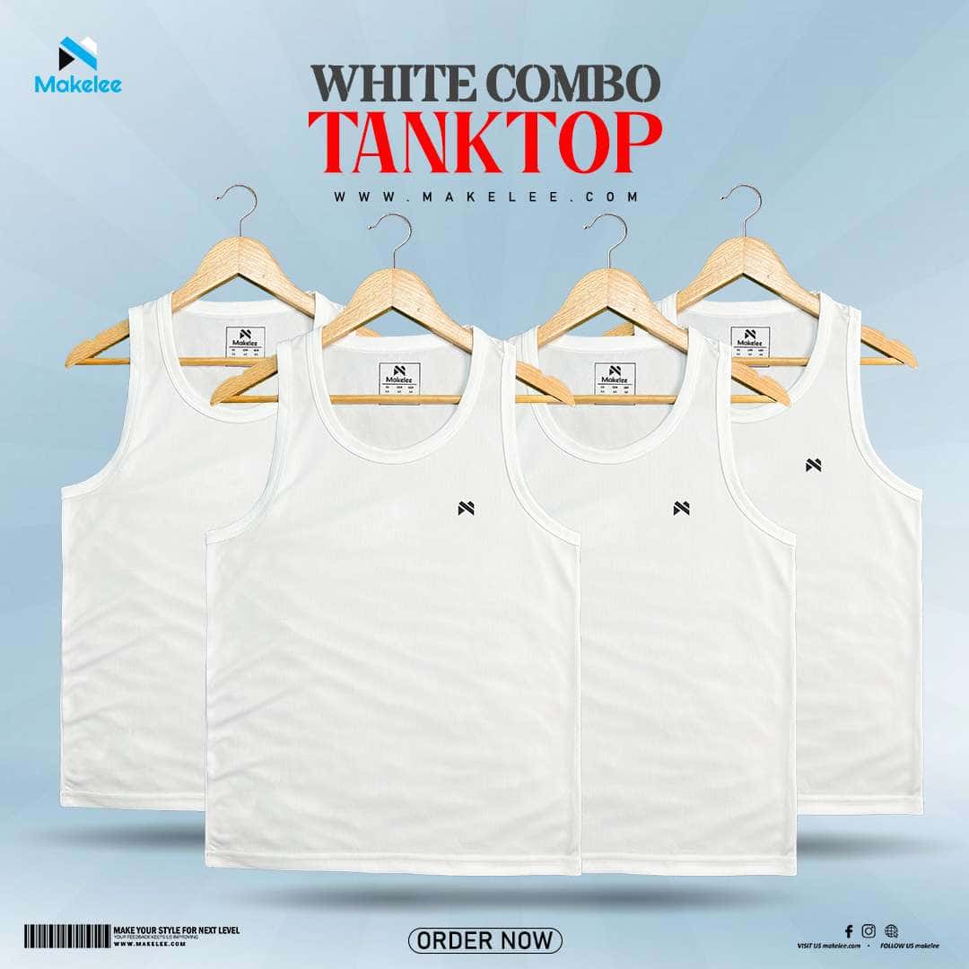 Premium White Mesh TankTop (4 pcs Combo)