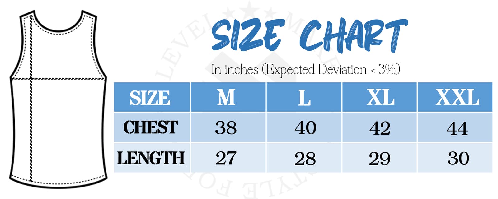 Men's Premium Nike Mesh Tank Top (4 pcs Combo) size chart