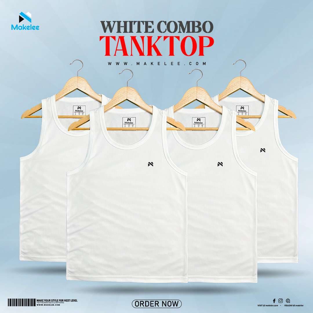 Premium White Mesh TankTop (4 pcs Combo)