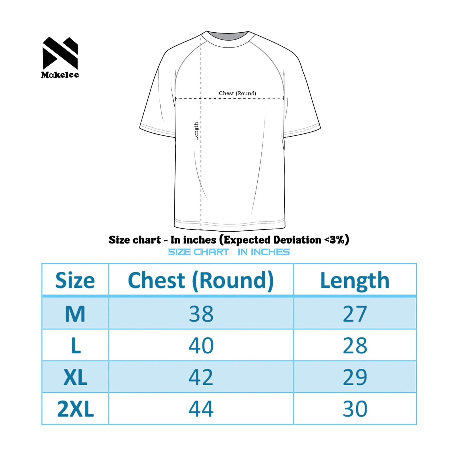 Mans Premium Contemporary T-Shirt Combo - Gray & Sky Blue size chart