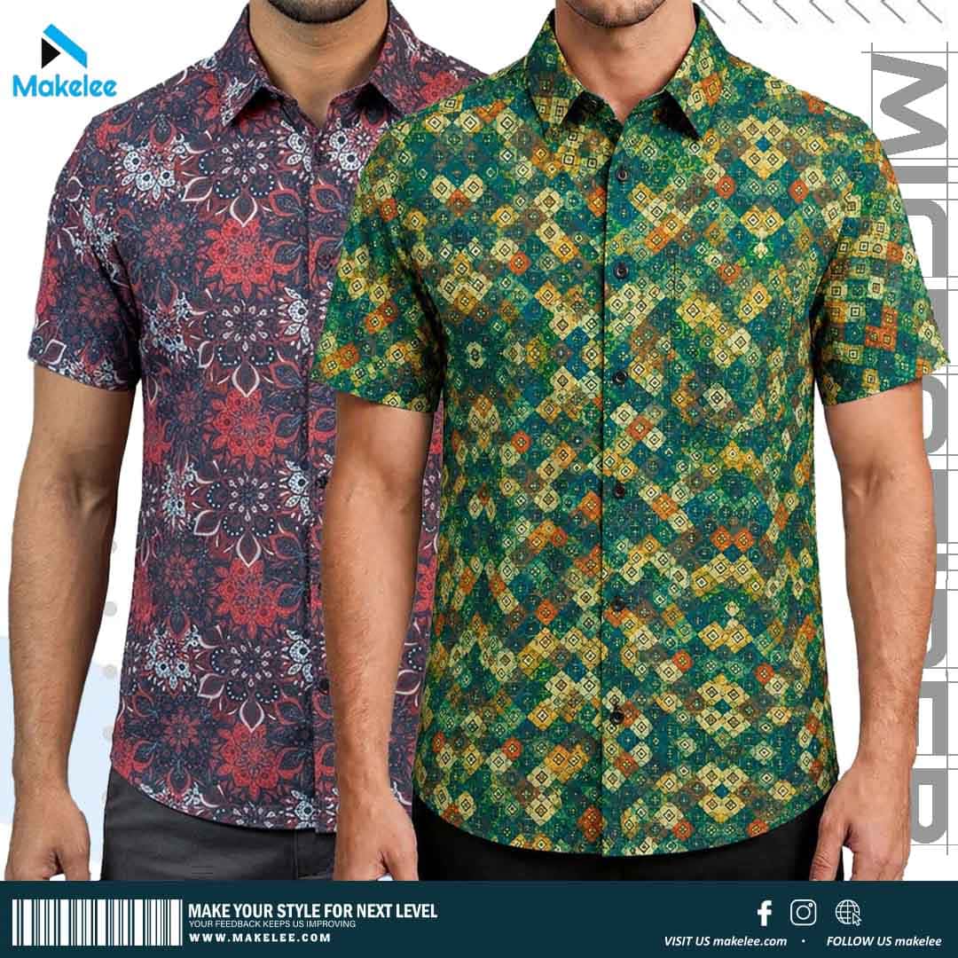 Premium 2-Piece Microfiber Shirt Combo - Forest Green & Navy Maroon