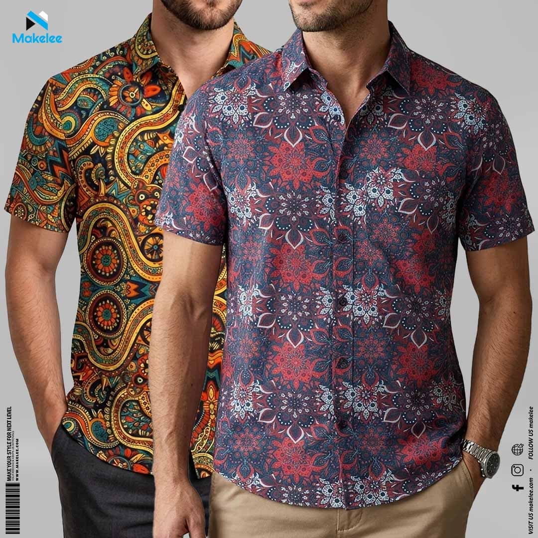Mens Premium Microfiber Shirt 2 Pcs - Navy_Maroon Ethic & Multicolor